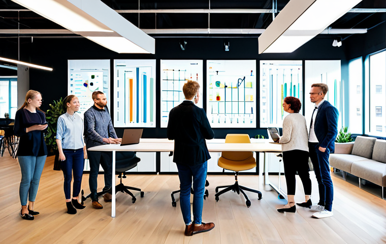 **Prompt 1: Latvia's Digital Innovation Hub**
    A diverse group of professional adults (male and female) from various ethnic backgrounds, fully clothed in modern business casual and modest attire, collaborating in a bright, spacious co-working space in Riga. The environment features sleek, contemporary office furniture, glass partitions, and large screens displaying data visualizations and code. The atmosphere is vibrant and focused on teamwork and innovation. High-resolution professional photography, natural lighting, sharp focus, perfect anatomy, correct proportions, well-formed hands, proper finger count, natural body proportions, safe for work, appropriate content, family-friendly, professional.